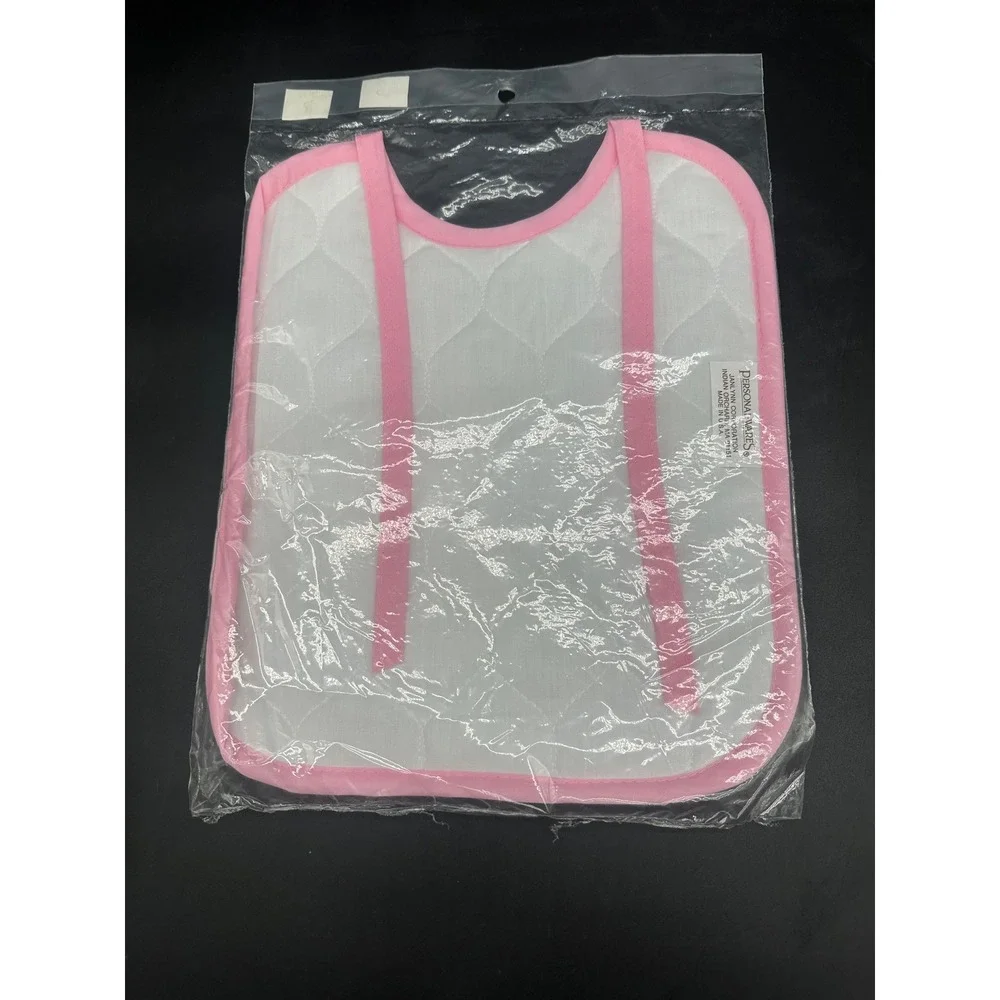Janlynn Personal Wares Quilted Baby Bib Pink Trim White Embroidery Blank